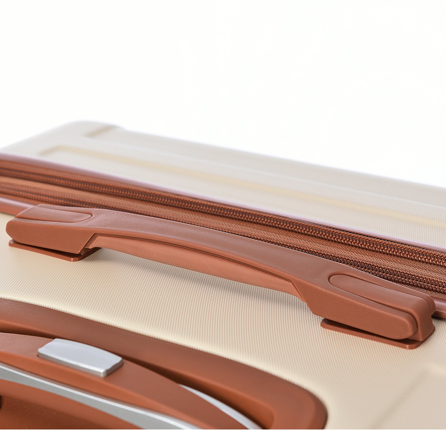 Luggage Sets New Model Expandable ABS Hardshell 3pcs Clearance Luggage (Beige and Brown)