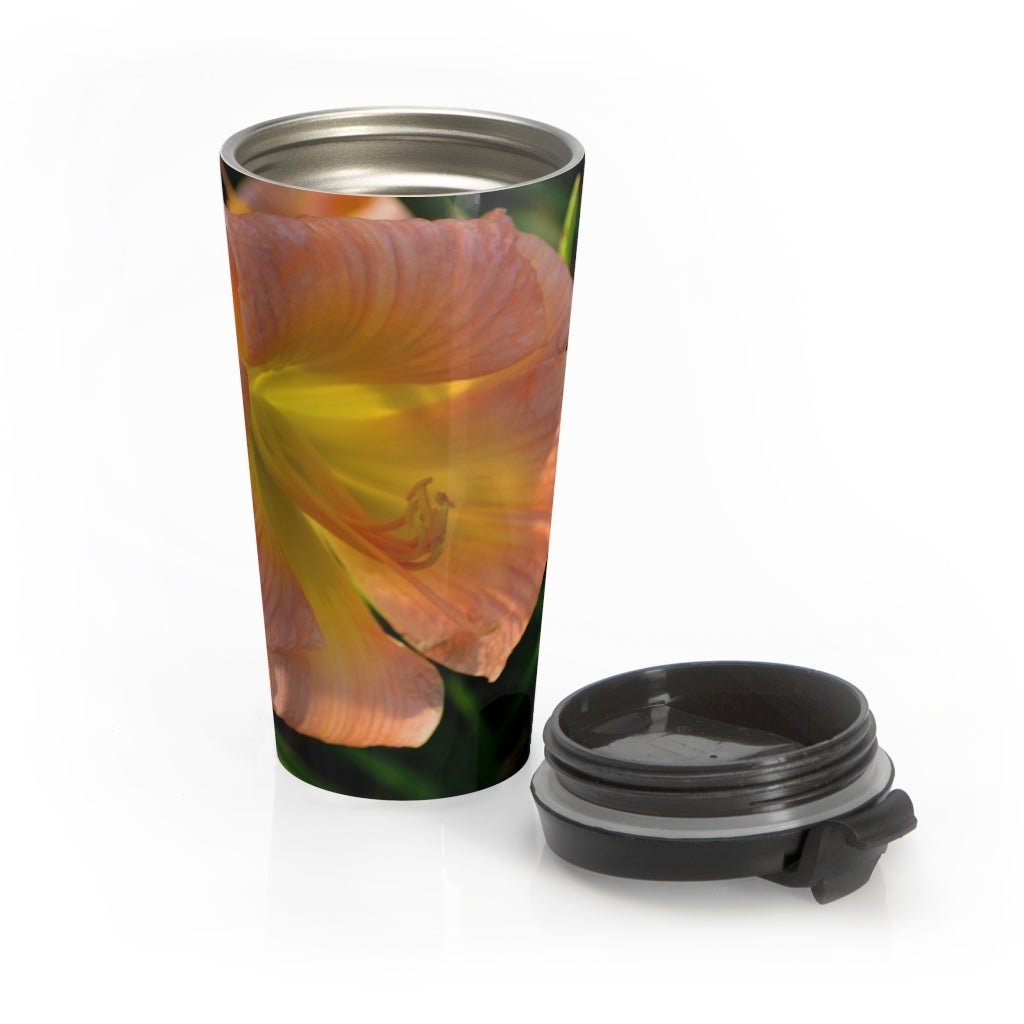 Peach and Yellow Flower Stainless Steel Travel Mug