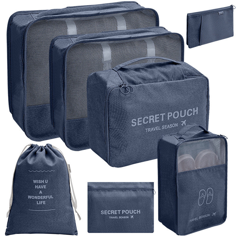 7PCS travel storage bag set, lipstick, makeup, washing, digital folding and organizing bag, bundle mouth luggage bag
