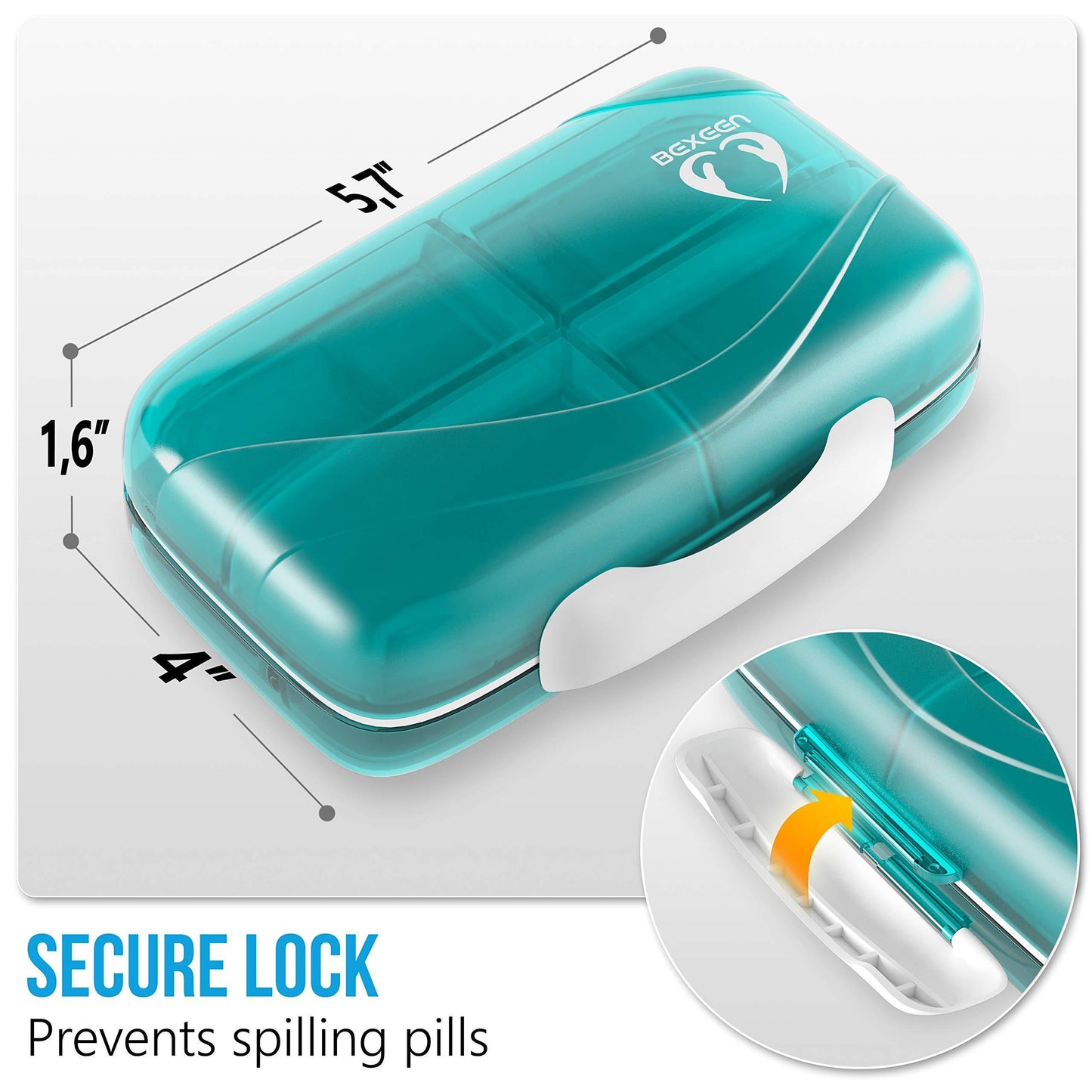 Pill Organizer Airtight Pill Box Large Pill Dispenser Home Travel