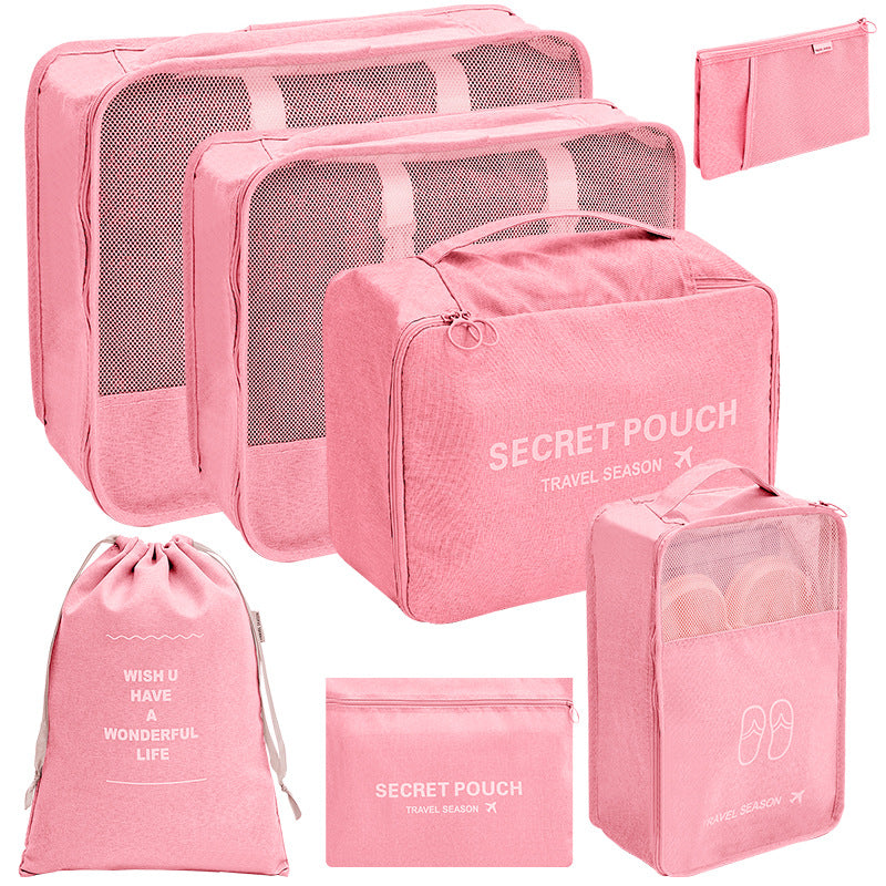 7PCS travel storage bag set, lipstick, makeup, washing, digital folding and organizing bag, bundle mouth luggage bag