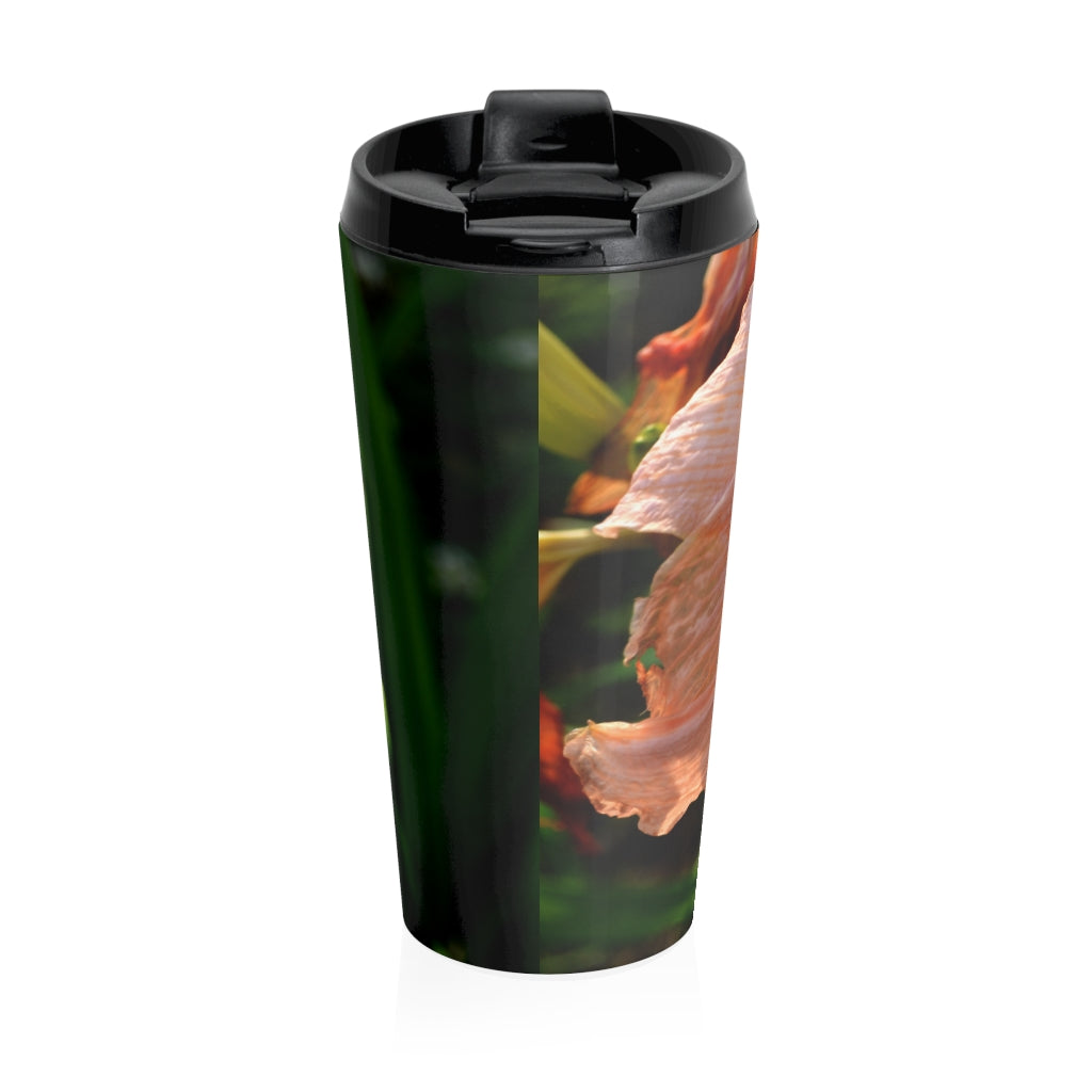 Peach and Yellow Flower Stainless Steel Travel Mug