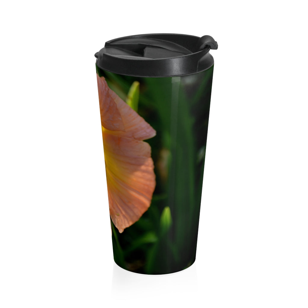 Peach and Yellow Flower Stainless Steel Travel Mug