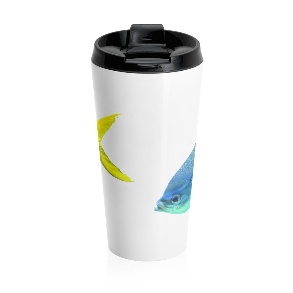 Light Blue and Yellow Fish Stainless Steel Travel Mug