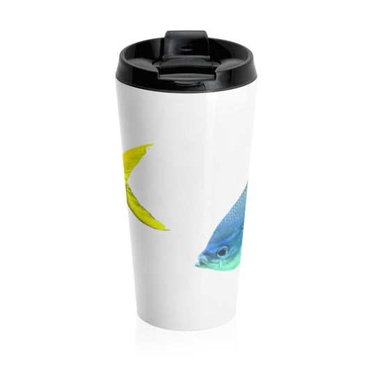Light Blue and Yellow Fish Stainless Steel Travel Mug